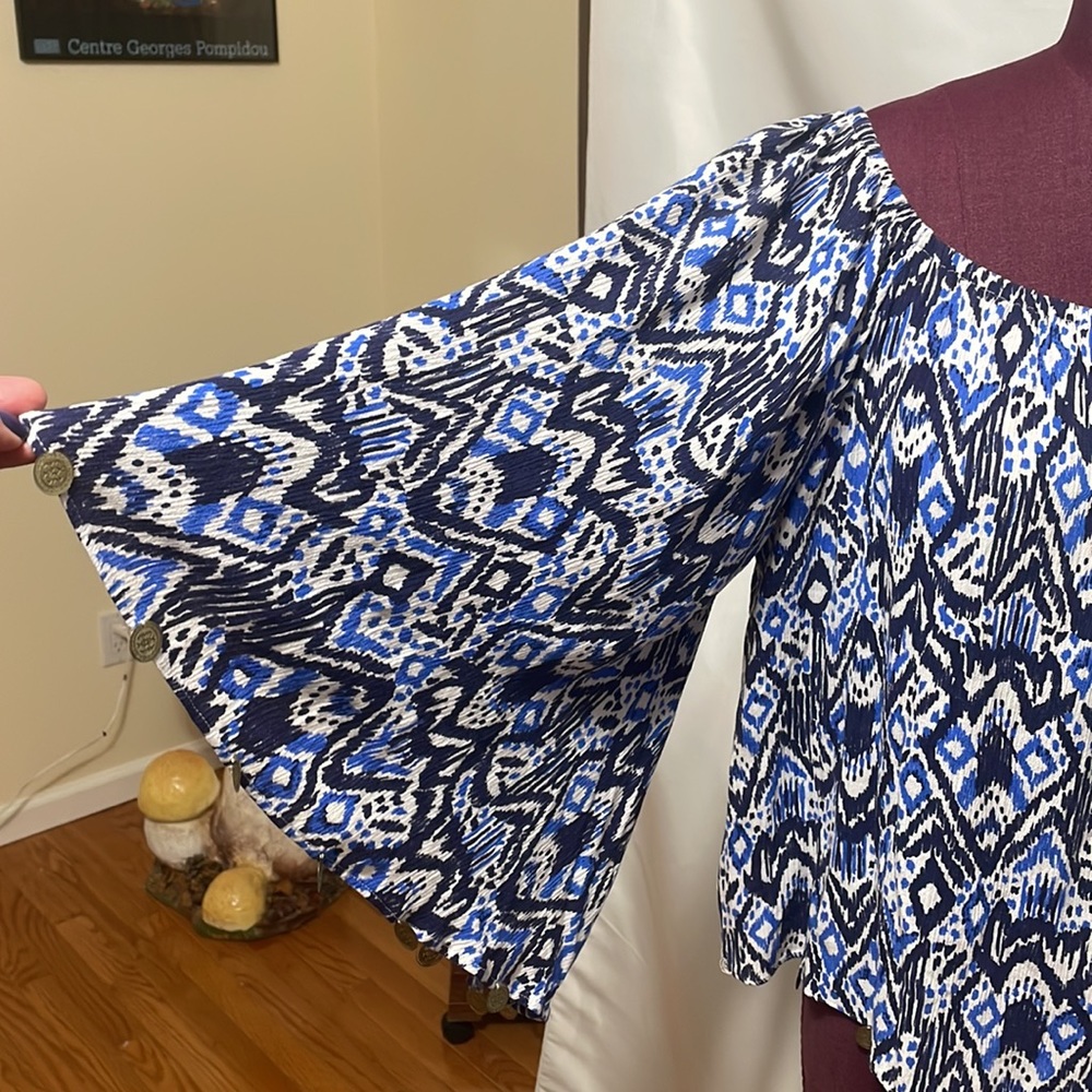 Lilly Pulitzer Delaney Blue Abstract long sleeve top size L - Picture 11 of 16